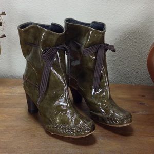 Georgiana Goodman Olive Green Leather Ankle Boots